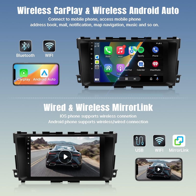 Naifay Android 12 Car Radio for Nissan Altima 2013-2018(Not Fit Premium Audio System&Large Screen), 9inch Touch Screen for Altima Stereo with Carplay Android Auto Bluetooth FM GPS WiFi Camera - Image 3