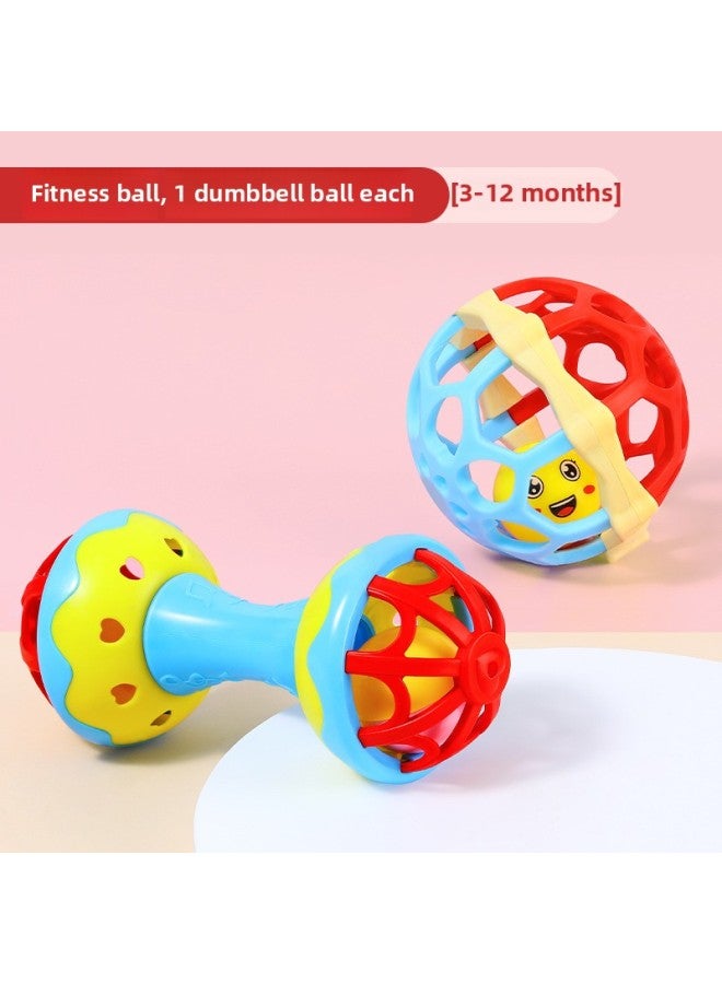 Baby Chasing Red Ball Vision Training Baby Hand Catch Ball Small Cloth Ball Toy Newborn Early Education 3 Months 2 Vision-Color:[Chew Can Be Washed] Soft Rubber Fitness Ball + Dumbbell Ball - Image 1