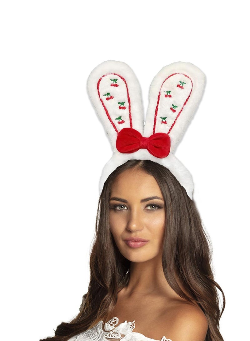 SYOSI 2PCS White Bunny Ears Headband - Rabbit Ears Headband - Bunny Costume Accessories - Bunny Ears for Kids and Adult, Party Masquerade Animal Theme Party - Image 3