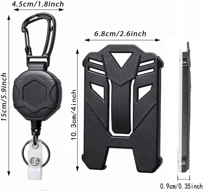 AccuPrints Sumiko Retractable Keychain with ID Card Holder Badge Holder, Heavy Duty Carabiner Keychain with 31.5" Retractable Metal Reel Multitool Carabiner Anti-Lost Key Chain Holder - Image 2