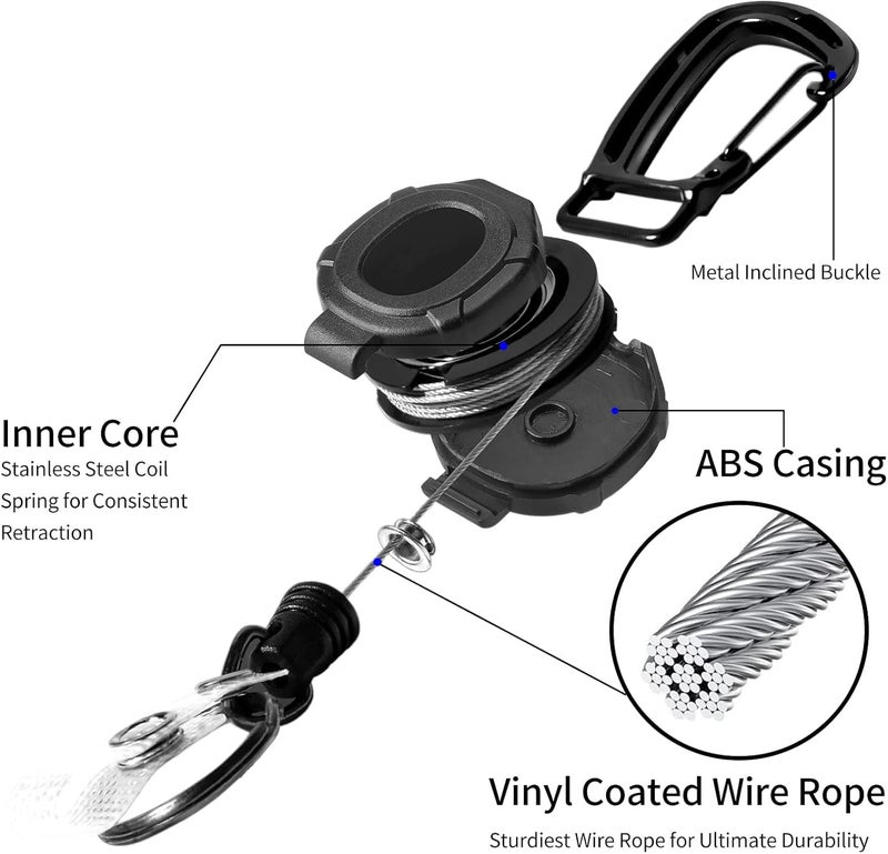 AccuPrints Sumiko Retractable Keychain with ID Card Holder Badge Holder, Heavy Duty Carabiner Keychain with 31.5" Retractable Metal Reel Multitool Carabiner Anti-Lost Key Chain Holder - Image 3