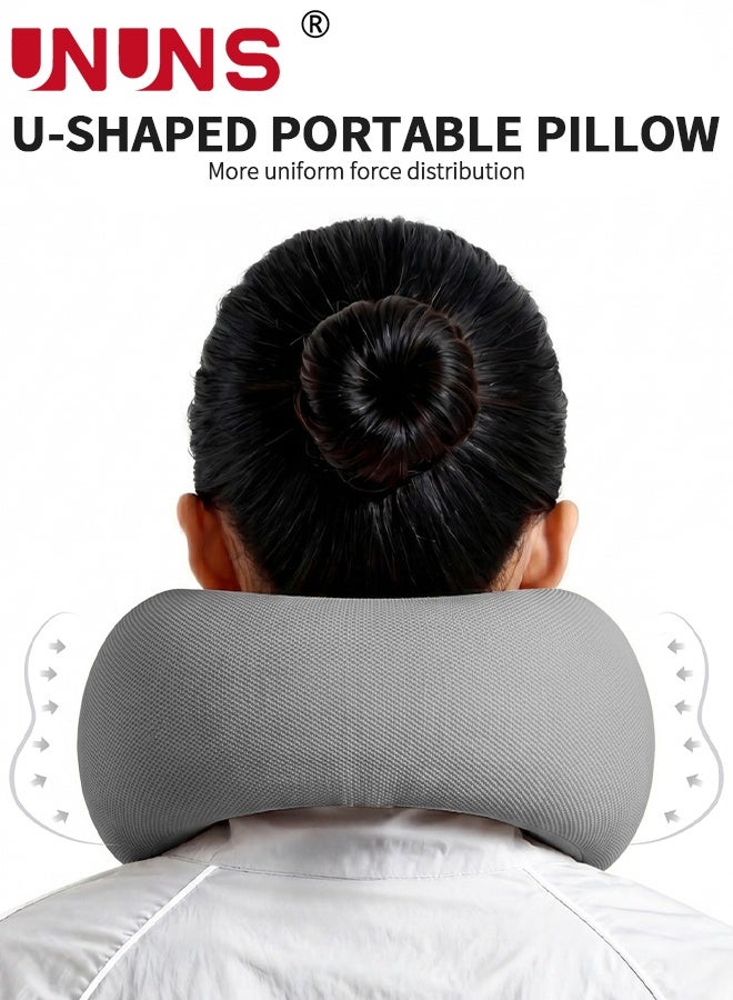UNUNS Travel Pillow,Travel Neck Pillow U-Shaped Pillow Memory Foam Neck Pillow Adult Head & Neck Support,for Long Flights Plane,Office,Cars Sleeping & Rest (Grey) - Image 4