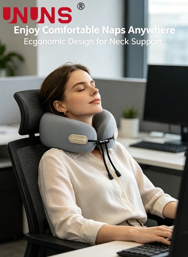 UNUNS Travel Pillow,Travel Neck Pillow U-Shaped Pillow Memory Foam Neck Pillow Adult Head & Neck Support,for Long Flights Plane,Office,Cars Sleeping & Rest (Grey) - Image 2