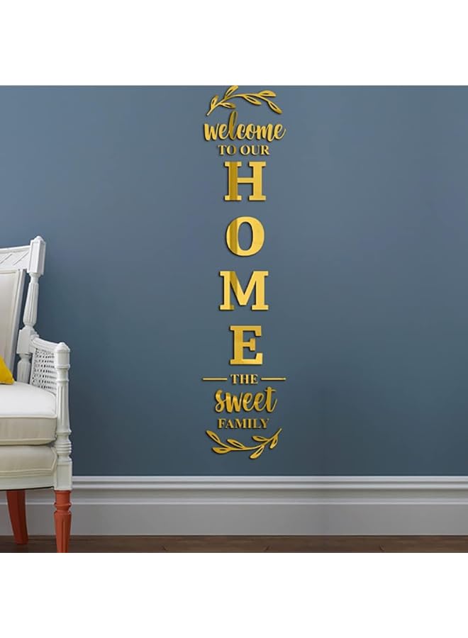 إيروريكس ملصقات حائط ثلاثية الأبعاد من الأكريليك وعلامات الحروف وديكورات الحائط للمنزل والعائلة، ملصقات حائط ذاتية اللصق من الأكريليك لتزيين المنزل لغرفة المعيشة وغرفة النوم باللون الذهبي - Image 1