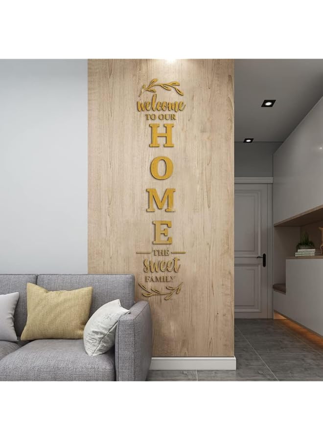 إيروريكس ملصقات حائط ثلاثية الأبعاد من الأكريليك وعلامات الحروف وديكورات الحائط للمنزل والعائلة، ملصقات حائط ذاتية اللصق من الأكريليك لتزيين المنزل لغرفة المعيشة وغرفة النوم باللون الذهبي - Image 3