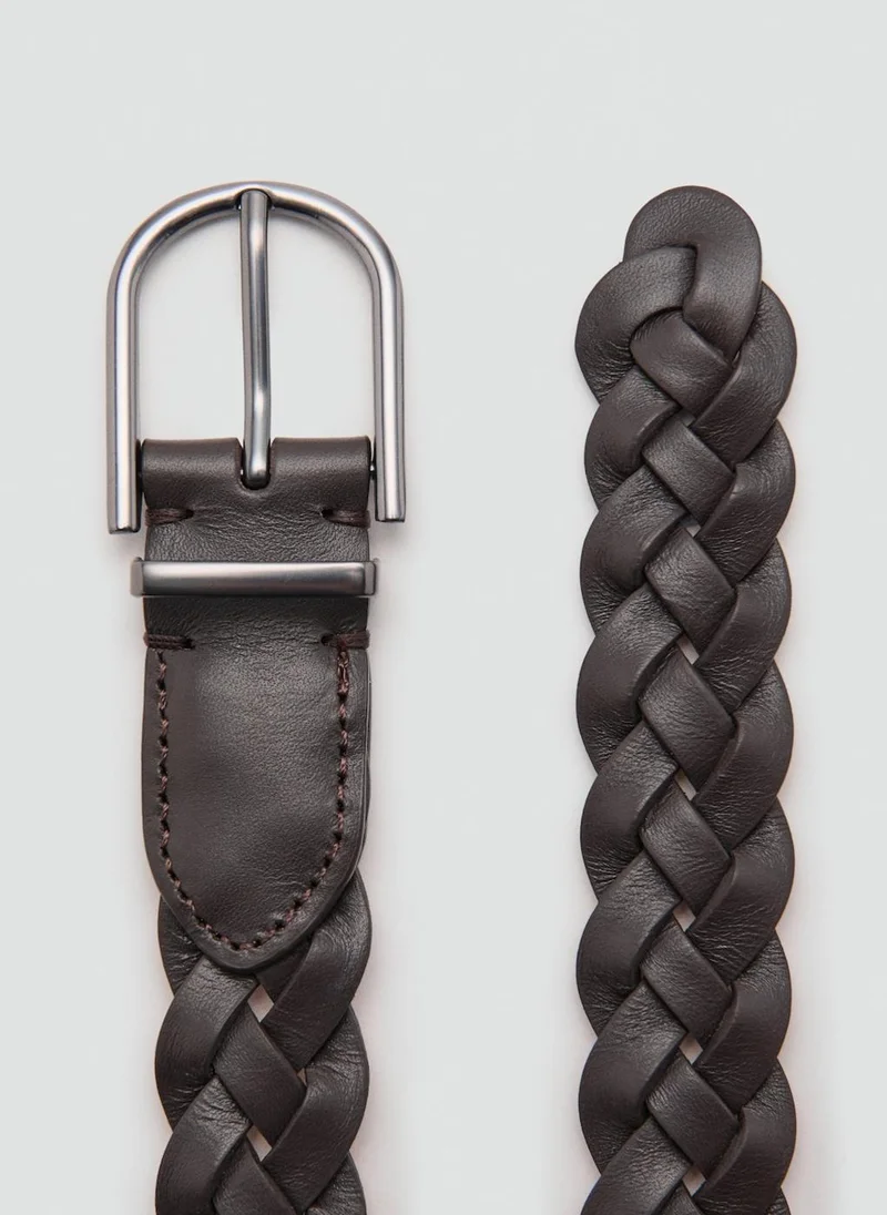 Mango Man 30-MARRON 100% Braided Leather Belt for Men | Best Price UAE