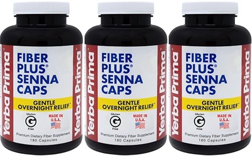 Yerba Prima Fiber Plus Senna Capsules 180 Count Pack of 3 118 Servings of Gentle Overnight Relief USA Made NonGMO for ShortTerm Use to Restore Regularity - Image 2