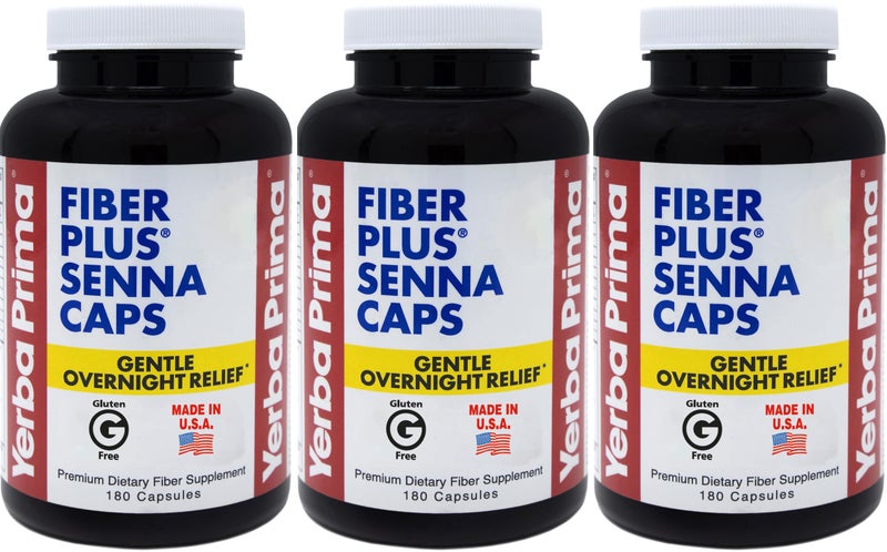 Yerba Prima Fiber Plus Senna Capsules 180 Count Pack of 3 118 Servings of Gentle Overnight Relief USA Made NonGMO for ShortTerm Use to Restore Regularity - Image 3