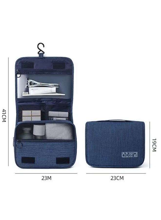 Large Travel Storage Bag Makeup Bag with Hanging Hook, Portable Travel Toiletry Bag, Foldable Dry and Humid Separation Mesh Storage Makeup Bag (Navy Blue) - Image 2