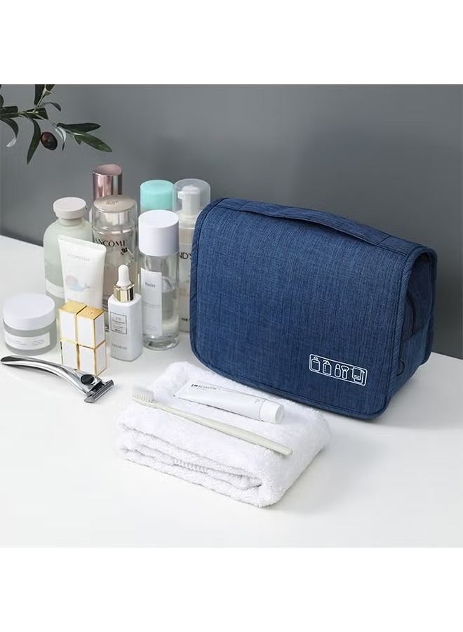Large Travel Storage Bag Makeup Bag with Hanging Hook, Portable Travel Toiletry Bag, Foldable Dry and Humid Separation Mesh Storage Makeup Bag (Navy Blue) - Image 4