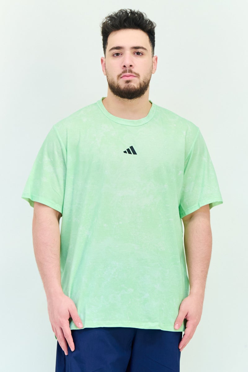 Adidas تي شيرت رياضي للرجال بأكمام قصيرة لتمارين القوة، أخضر فاتح - Image 1