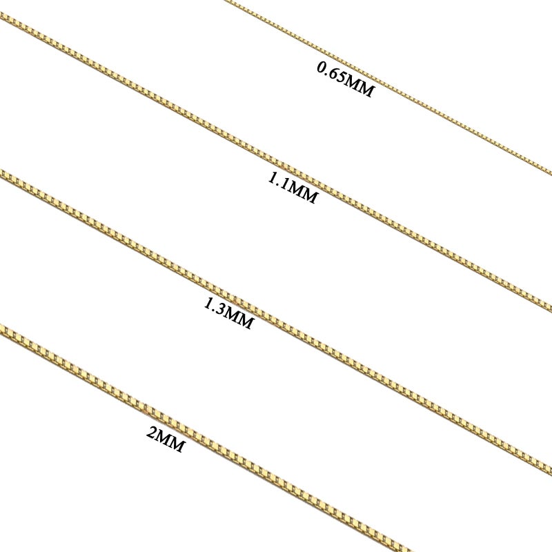 DIFINES 14k Real Yellow Gold Solid 0.65mm Box Link Chain Necklace with Lobster Claw Clasp, Ideal GIfts for Women or Men - 18" - Image 4