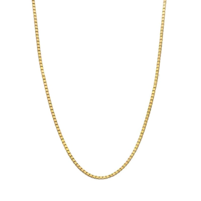 DIFINES 14k Real Yellow Gold Solid 0.65mm Box Link Chain Necklace with Lobster Claw Clasp, Ideal GIfts for Women or Men - 18" - Image 1
