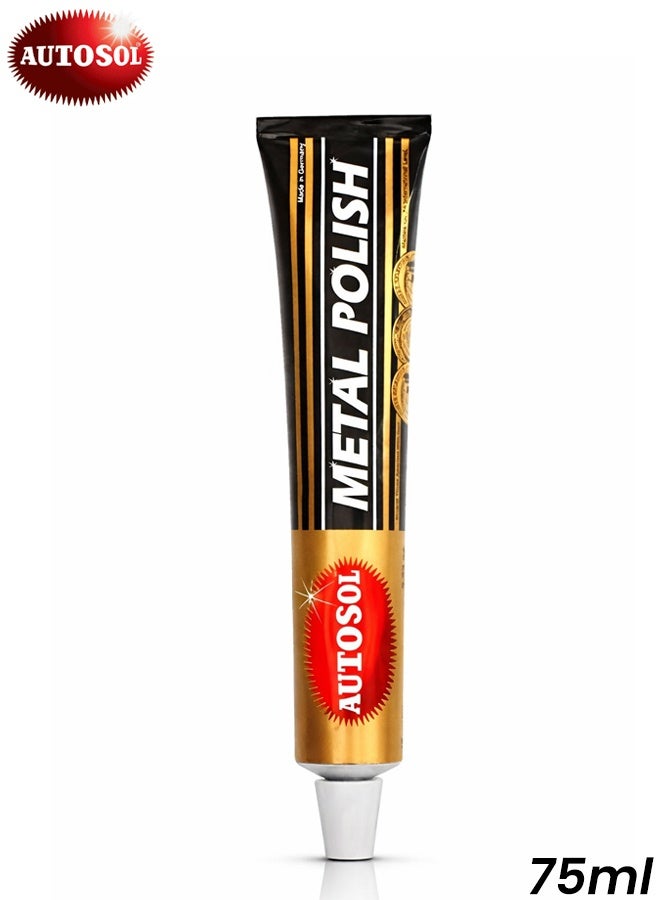 Autosol Metal Polish 75ml Car Metal Cleaner Chrome Polish Rust Remover Shine Paste for Stainless Steel Aluminum Brass Copper Multi Surface Polish Compound - Image 1