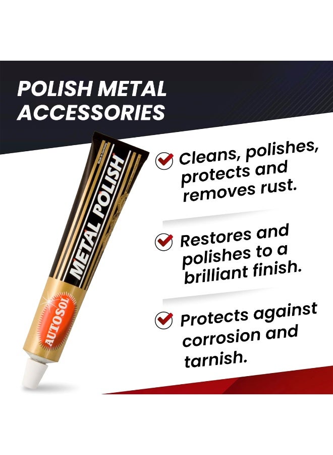 Autosol Metal Polish 75ml Car Metal Cleaner Chrome Polish Rust Remover Shine Paste for Stainless Steel Aluminum Brass Copper Multi Surface Polish Compound - Image 4
