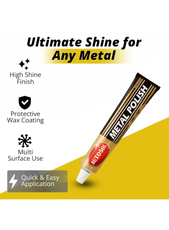Autosol Metal Polish 75ml Car Metal Cleaner Chrome Polish Rust Remover Shine Paste for Stainless Steel Aluminum Brass Copper Multi Surface Polish Compound - Image 2