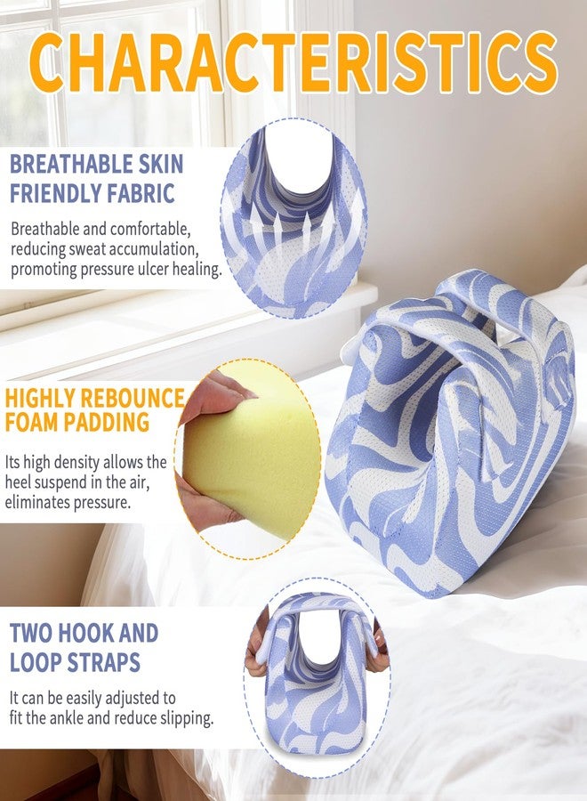 Ehucon 3D Heel Protectors for Pressure Sores with Warm Pattern,Ankle Pillow Foot Support Cushion for Elderly & Bedridden,Use for Home/Hospital Care-Pack of 1PCS (Blue Stripe Pattern) - Image 4