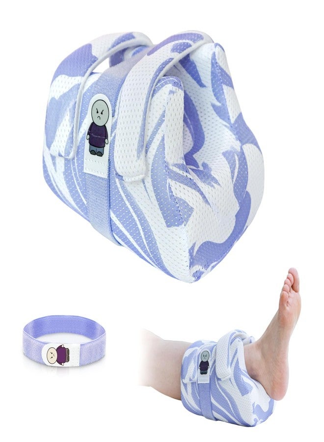 Ehucon 3D Heel Protectors for Pressure Sores with Warm Pattern,Ankle Pillow Foot Support Cushion for Elderly & Bedridden,Use for Home/Hospital Care-Pack of 1PCS (Blue Stripe Pattern) - Image 1