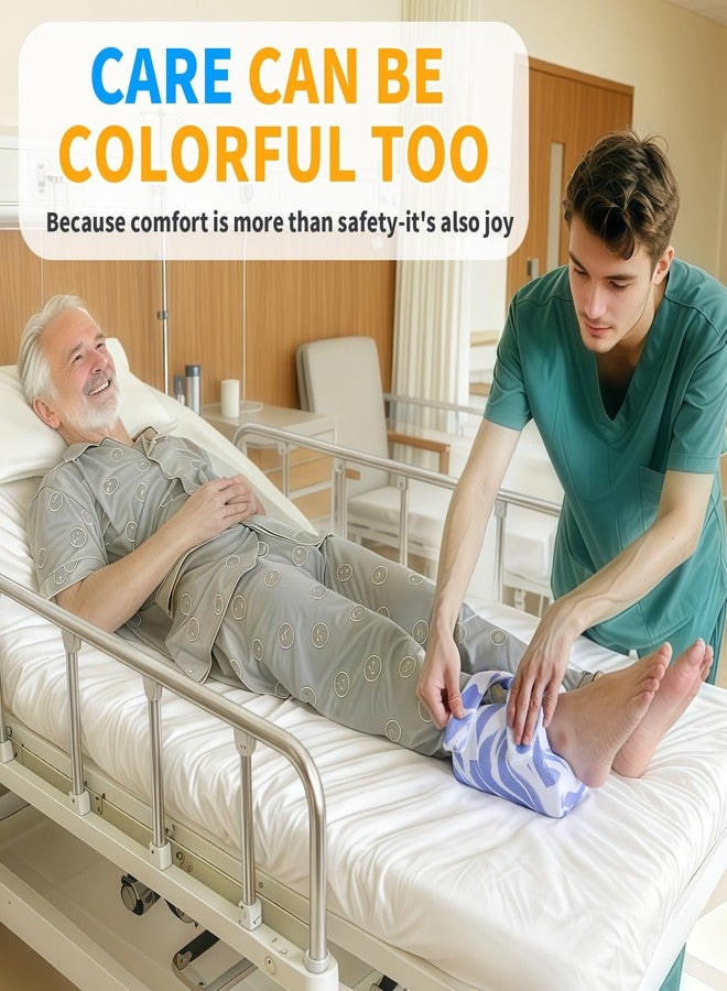 Ehucon 3D Heel Protectors for Pressure Sores with Warm Pattern,Ankle Pillow Foot Support Cushion for Elderly & Bedridden,Use for Home/Hospital Care-Pack of 1PCS (Blue Stripe Pattern) - Image 3