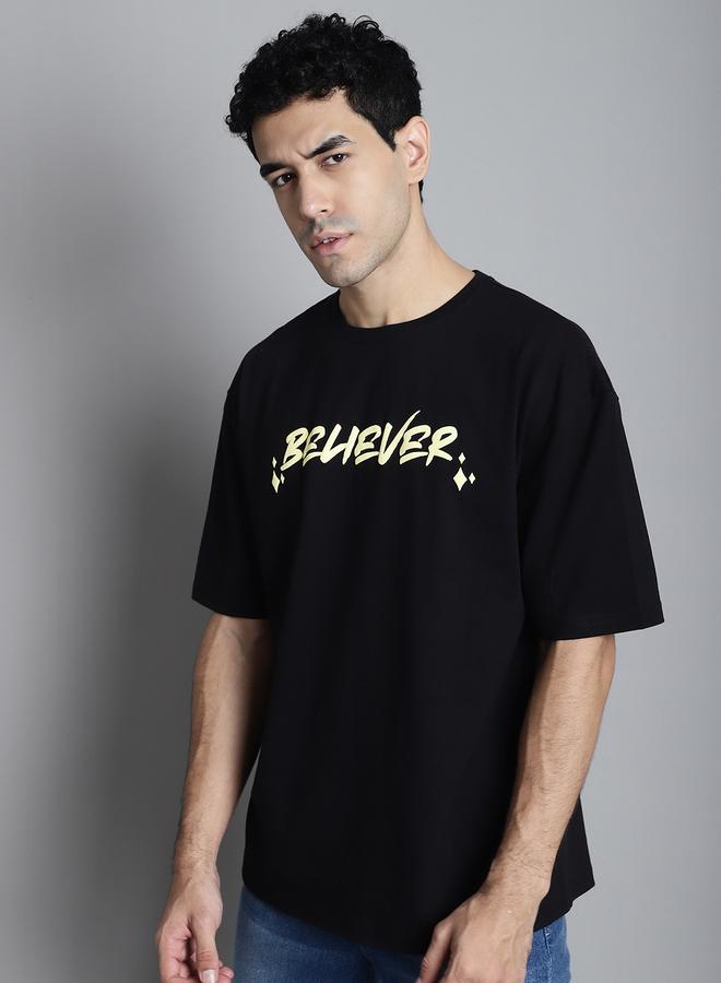 Take Two Men Black Graphic Print Oversized T-Shirt By Door74 - Image 3