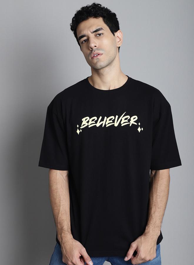 Take Two Men Black Graphic Print Oversized T-Shirt By Door74 - Image 1