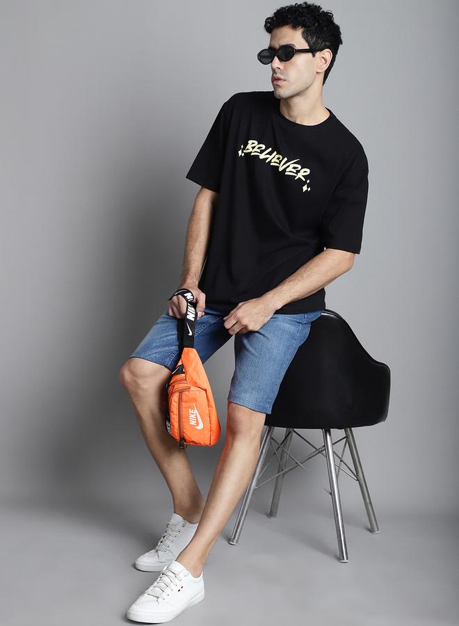 Take Two Men Black Graphic Print Oversized T-Shirt By Door74 - Image 5