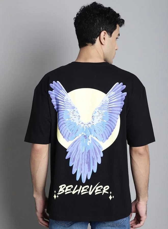 Take Two Men Black Graphic Print Oversized T-Shirt By Door74