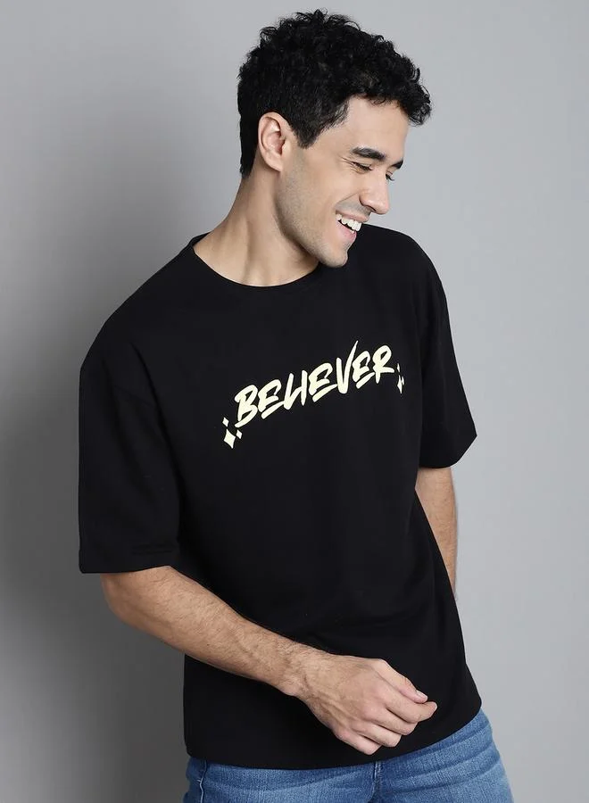 Take Two Men Black Graphic Print Oversized T-Shirt By Door74