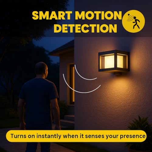 XERGY Glass, Plastic Modern Black Outdoor Solar Wall Light with Motion Sensor, Wall Lanterns Lighting Waterproof for Driveway, Balcony Terrace, Yard - Image 2