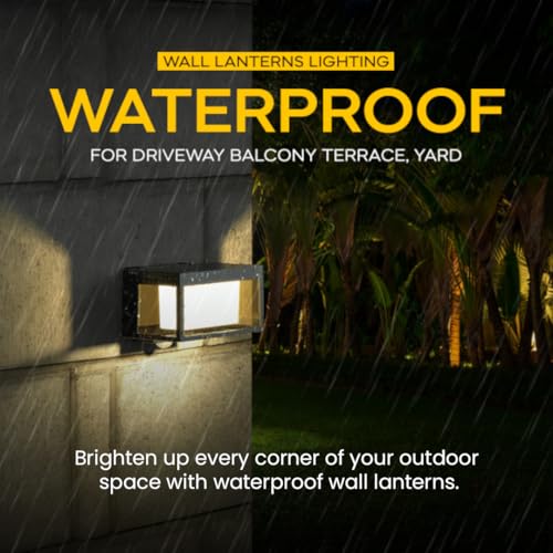 XERGY Glass, Plastic Modern Black Outdoor Solar Wall Light with Motion Sensor, Wall Lanterns Lighting Waterproof for Driveway, Balcony Terrace, Yard - Image 4