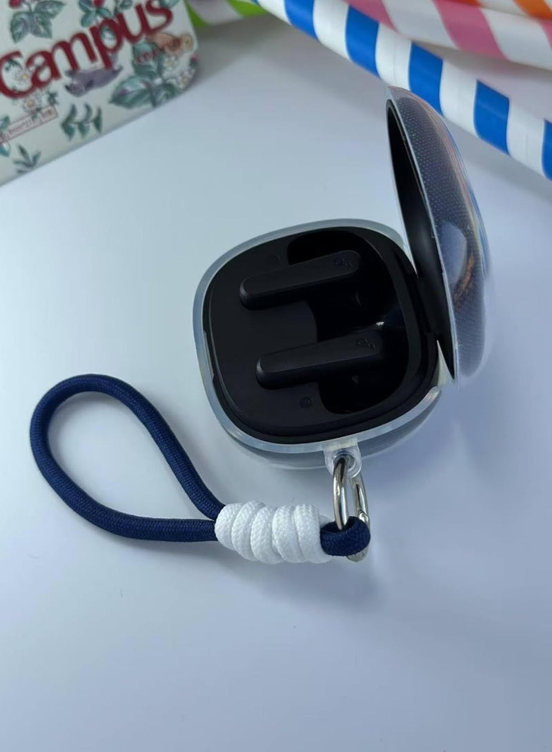 Clear Silicone Case for Soundcore by Anker R50i Case With Rope,Cover, Protective Skin by Anker R50i Headphones Headset (Clear with Rope) (EARBUDS NOT INCLUDED) (Blue White) - Image 3