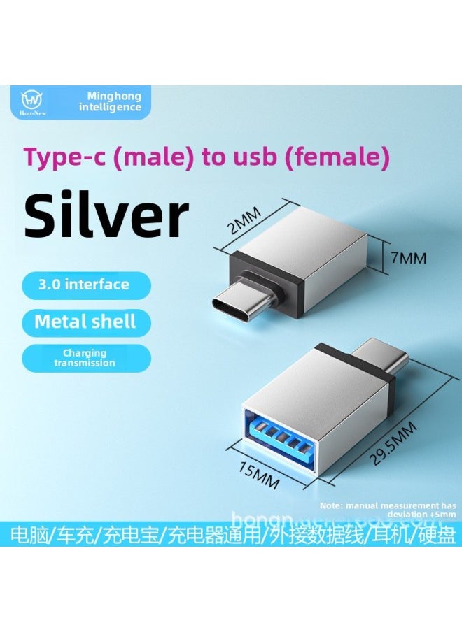 Generic Otg Adapter Converter Usb3.0 For Huawei OPPO Xiaomi Vivo Android Mobile Phone Keyboard And Mouse Handle U Disk-Interface Form:Type-c To Usb3.0 Female Internal Tray Silver Aluminum Shell 32.5 Long  - Image 3