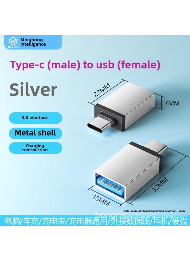 Generic Otg Adapter Converter Usb3.0 For Huawei OPPO Xiaomi Vivo Android Mobile Phone Keyboard And Mouse Handle U Disk-Interface Form:Type-c To Usb3.0 Female Internal Tray Silver Aluminum Shell 32.5 Long  - Image 4