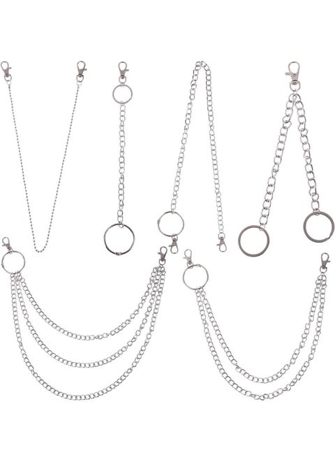 LOCOLO 6 Pieces Jeans Chains Wallet Chain Pocket Chain Belt Chains Hip Hop Pants Chain with Lobster Claw Clasps for Keys, Wallet, Jeans Pants Belt Loop Purse Handbag