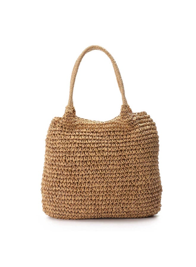 Mr.joe Mr Joe Brown Crochet Straw Tote Bag – Lightweight Summer Handbag 4142 - Image 1