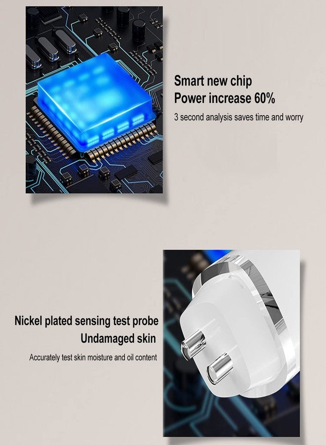 فوكيت جهاز تحليل البشرة المحمول، جهاز تحليل البشرة بشاشة LCD رقمية مع مستشعر دقيق للبشرة، جهاز اختبار البشرة USB لصالونات التجميل والمنزل والمنتجعات الصحية (أبيض) - Image 4