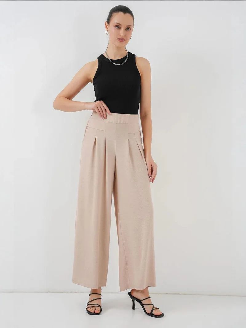 بيغ دارت بنطلون واسع مطوي من الكريب