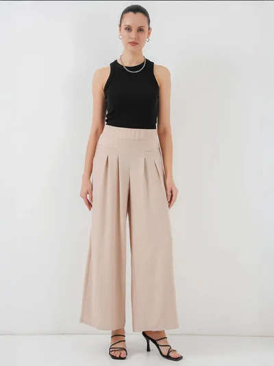 BIG DART BDART Pleated Wide Leg Crepe Pants