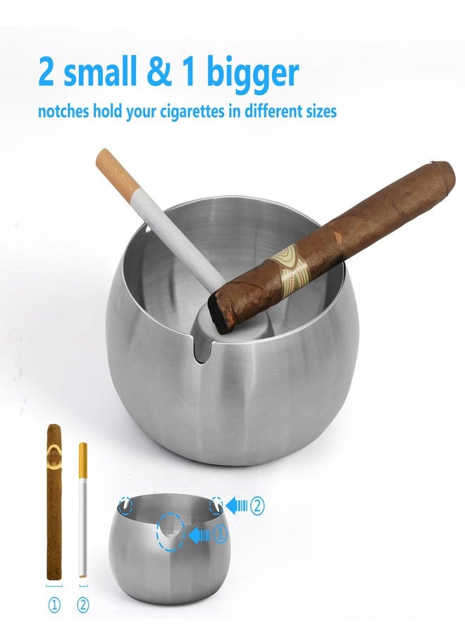 JSVER Stainless Steel Cigar Ashtray with Lids for Home Office Decoration, Outdoor Patio, Balcony (Silver) - Image 5