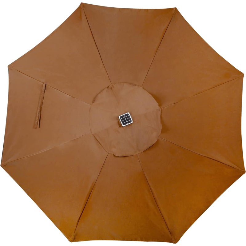 Blissun 9 ft Solar Umbrella 32 LED Lighted Patio Umbrella Table Market Umbrella with Tilt and Crank Outdoor Umbrella for Garden, Deck, Backyard, Pool and Beach, Brown - Image 4