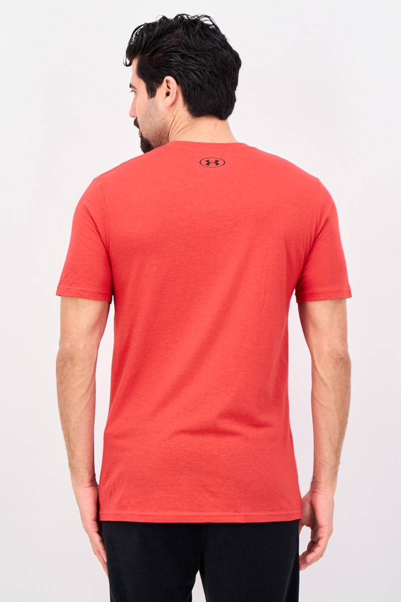 UNDER ARMOUR تي شيرت رجالي فضفاض بأكمام قصيرة للخارج، أحمر - Image 2