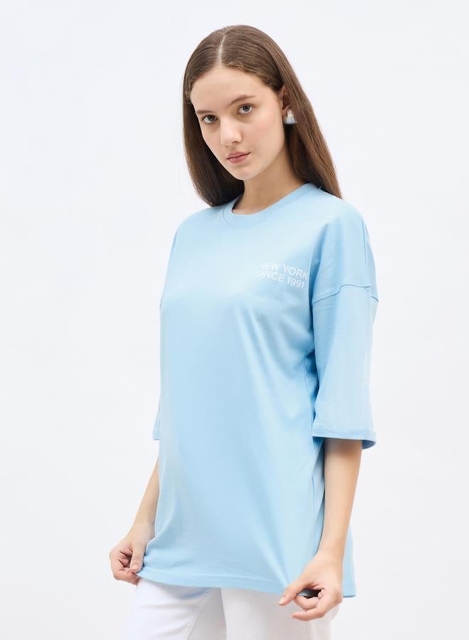 Styli Slogan Print Oversized T-Shirt - Image 3