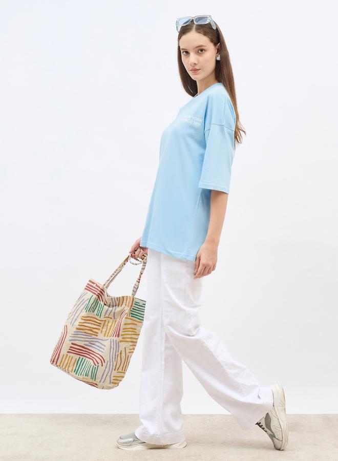 Styli Slogan Print Oversized T-Shirt - Image 1