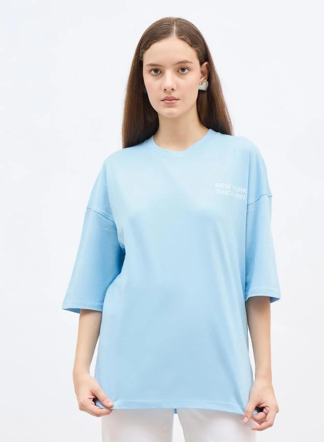 ستايلي Styli Slogan Print Oversized T-Shirt