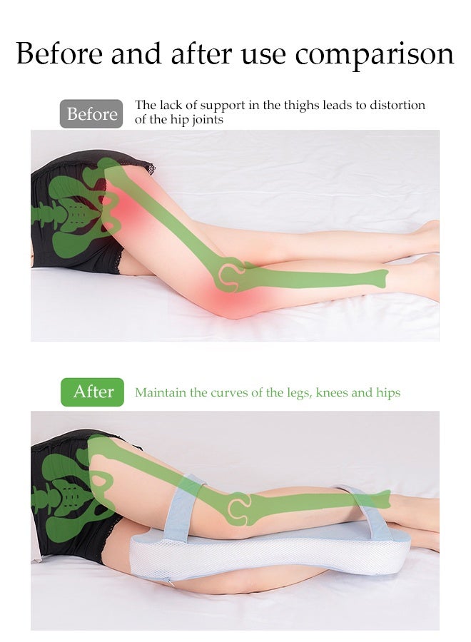 DUNISO Knee Pillow for Side Sleepers，Memory Foam Leg Pillow for Sleeping，Leg Pillow with Washable Cover，with Elastic Band，for Back, Hip, and Knee Pain Relief, Ideal for Pregnancy, Post-Surgery and Travel，53×23×8cm - Image 3