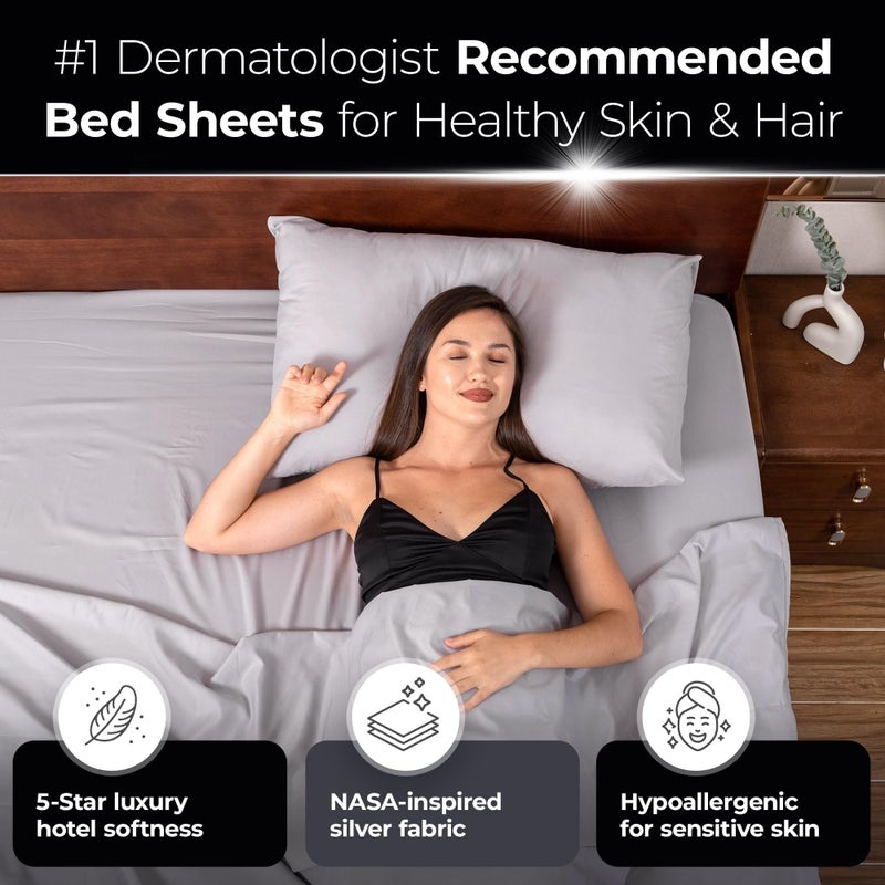 Silvery Silver Infused Bed Sheets Set - Ultra-Soft Temperature-Regulating Fabric with Self-Cleaning Technologyâ„¢ That Stays Fresh 3X Longer for Hygienic Sleep (Gray, Twin XL) - Image 3