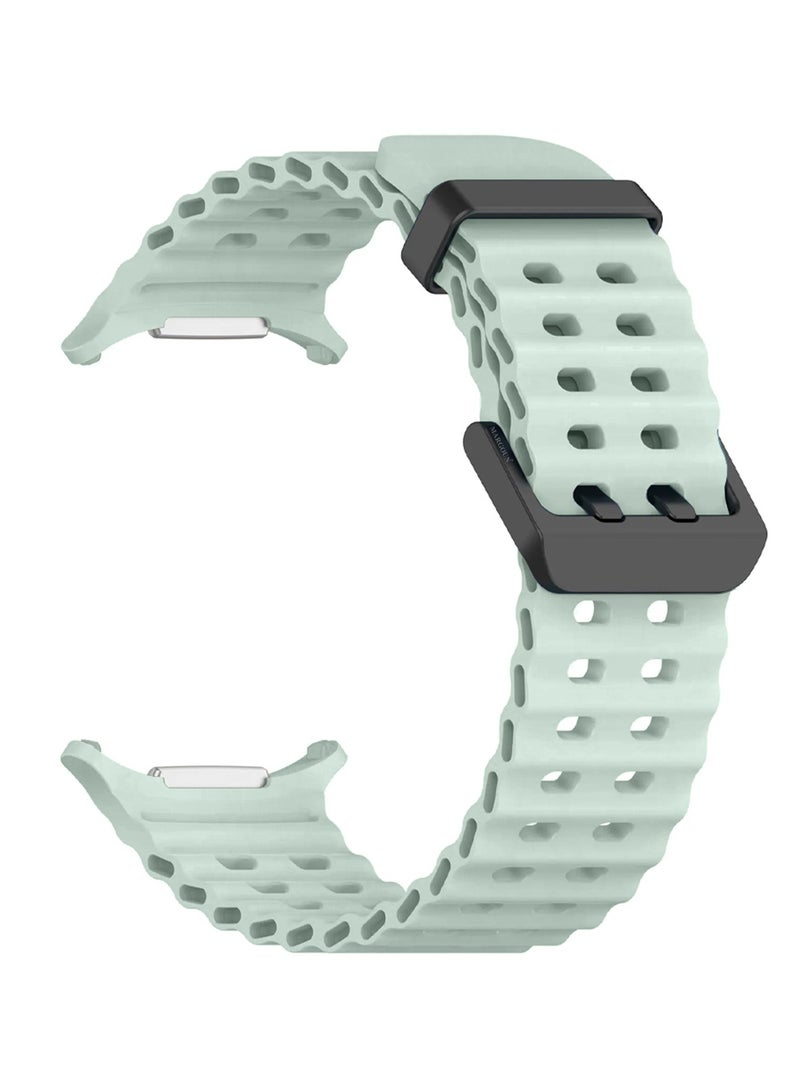 CATANES Strap Silicone Replacement for Samsung Galaxy Watch 8 Ultra Band 47mm, Rugged Soft Ocean Silicone Sport Accessory Fit for Samsung Galaxy Watch Ultra Band Dual Row Hole - Mint Green - Image 4