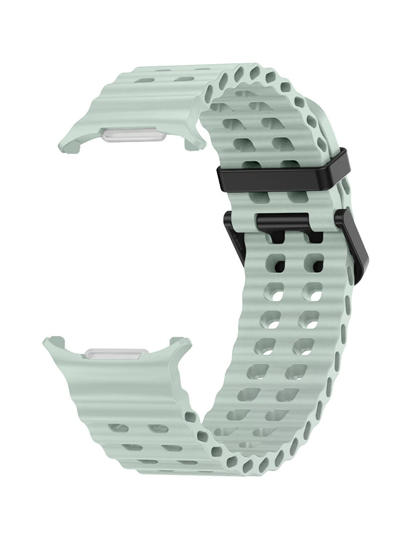 CATANES Strap Silicone Replacement for Samsung Galaxy Watch 8 Ultra Band 47mm, Rugged Soft Ocean Silicone Sport Accessory Fit for Samsung Galaxy Watch Ultra Band Dual Row Hole - Mint Green - Image 5
