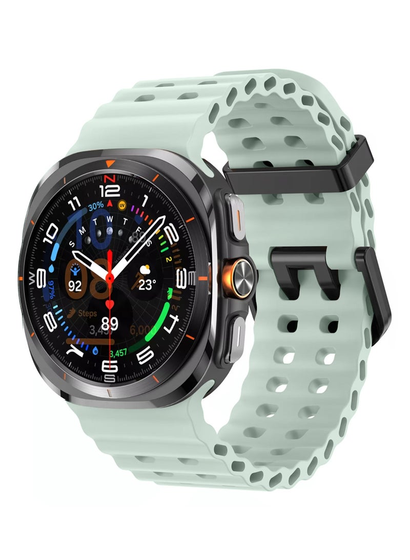 CATANES Strap Silicone Replacement for Samsung Galaxy Watch 8 Ultra Band 47mm, Rugged Soft Ocean Silicone Sport Accessory Fit for Samsung Galaxy Watch Ultra Band Dual Row Hole - Mint Green - Image 2
