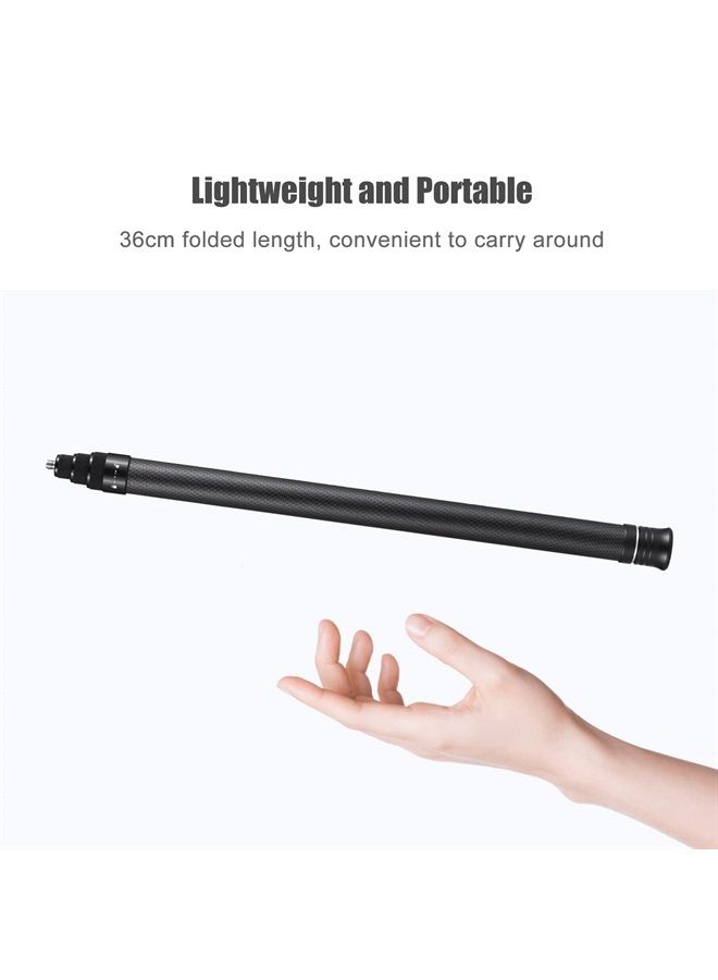 ANDOER Portable Selfie Stick Carbon Fiber Stand Camera Bracket 1/4 Inch Screw Mount 36cm-150cm/14.2in-59in Adjustable Length Compatible with X2/ X3 - Image 5